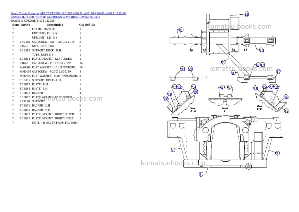 Komatsu afe57-at 830e-1ac s/n a30182, a30186-a30187, a30191-a30193 cardinal river / north american construction Parts catalog cover Page 7 Komatsu afe57-at 830e-1ac s/n a30182, a30186-a30187, a30191-a30193 cardinal river / north american construction Parts catalog cover Page 7