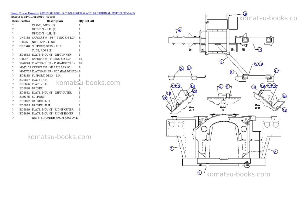 Komatsu afe57-au 830e-1ac s/n a30190 & a30196 cardinal river Parts catalog cover Page 7 Komatsu afe57-au 830e-1ac s/n a30190 & a30196 cardinal river Parts catalog cover Page 7