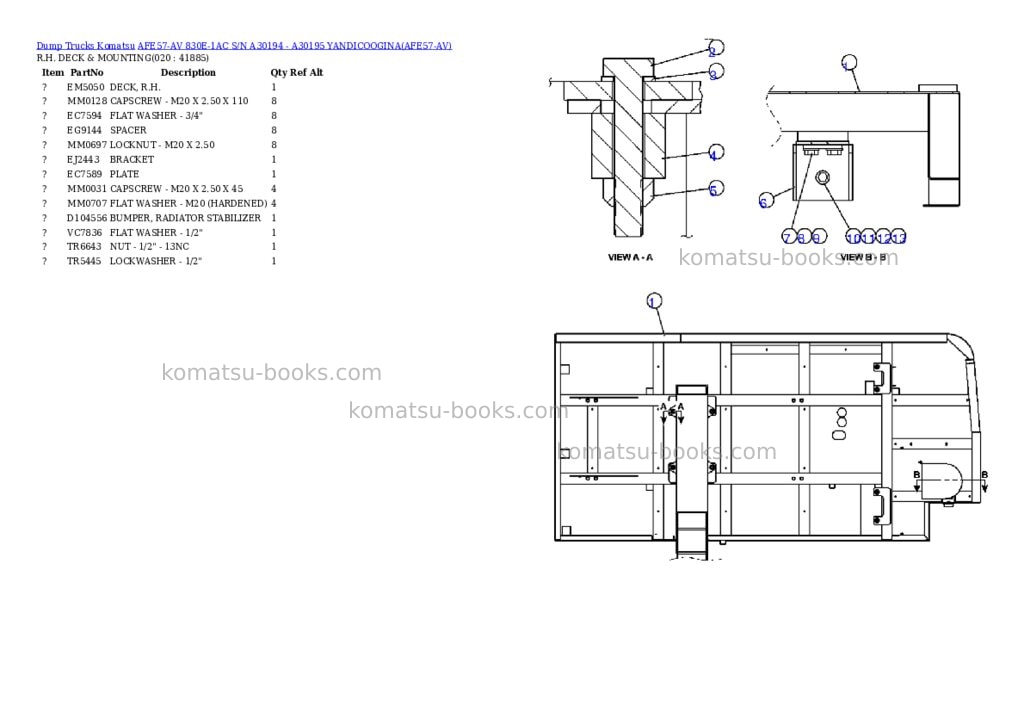 Komatsu afe57-av 830e-1ac s/n a30194 - a30195 yandicoogina Parts catalog cover Page 10 Komatsu afe57-av 830e-1ac s/n a30194 - a30195 yandicoogina Parts catalog cover Page 10