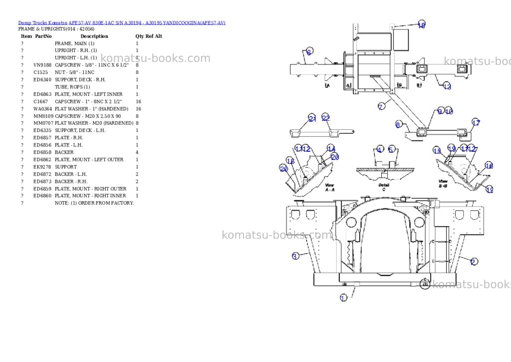 Komatsu afe57-av 830e-1ac s/n a30194 - a30195 yandicoogina Parts catalog cover Page 7 Komatsu afe57-av 830e-1ac s/n a30194 - a30195 yandicoogina Parts catalog cover Page 7