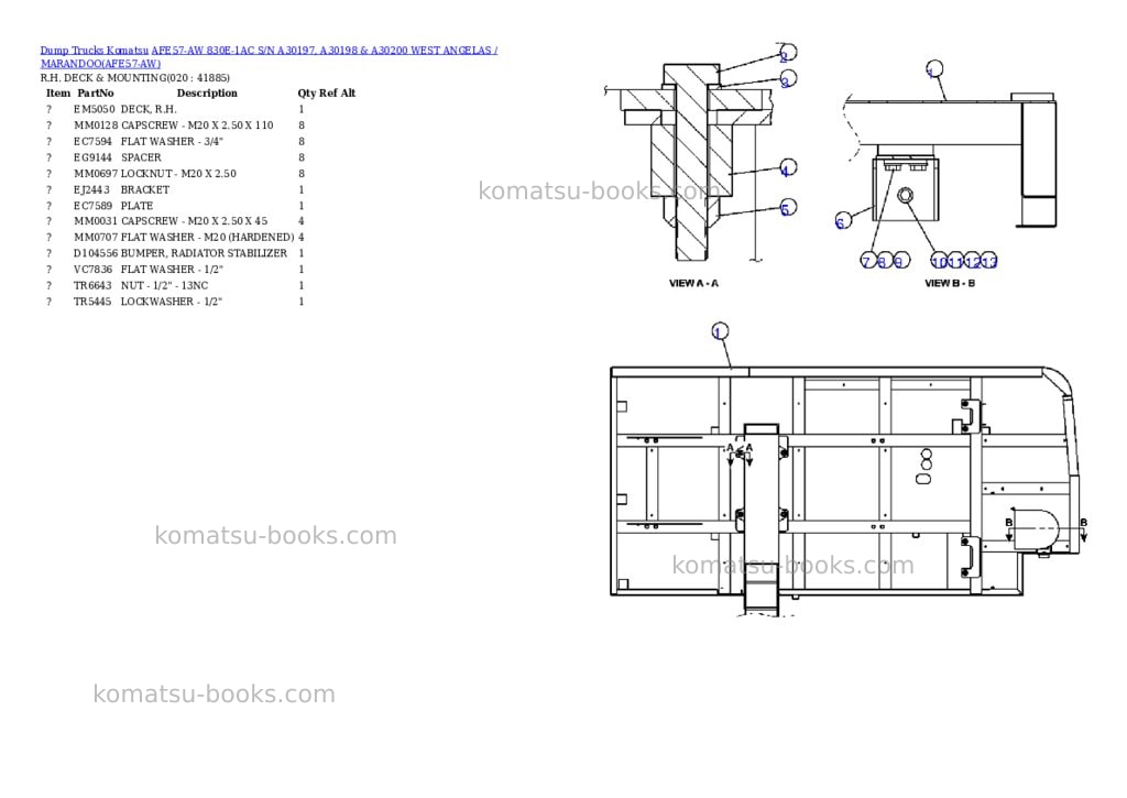 Komatsu afe57-aw 830e-1ac s/n a30197, a30198 & a30200 west angelas / marandoo Parts catalog cover Page 10 Komatsu afe57-aw 830e-1ac s/n a30197, a30198 & a30200 west angelas / marandoo Parts catalog cover Page 10