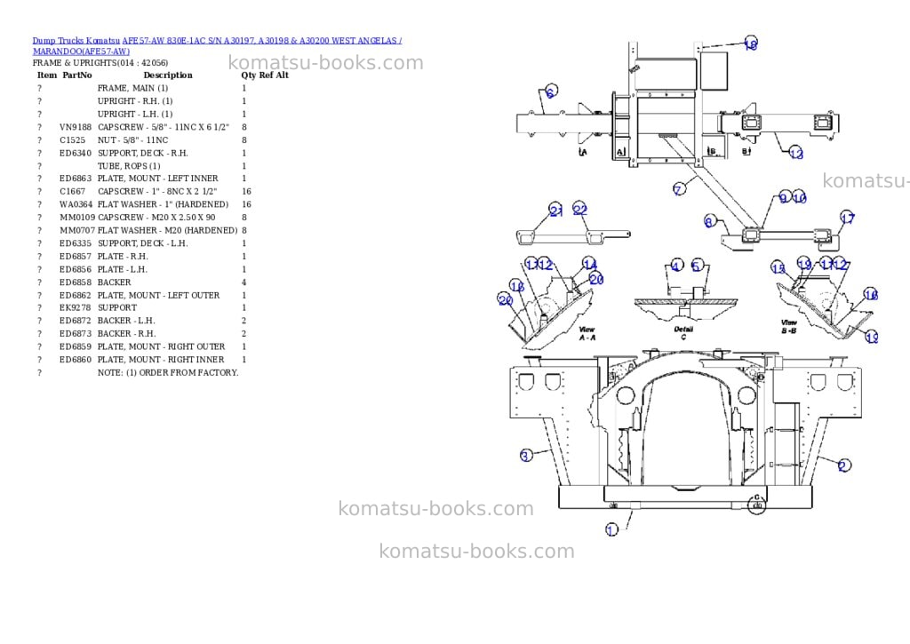 Komatsu afe57-aw 830e-1ac s/n a30197, a30198 & a30200 west angelas / marandoo Parts catalog cover Page 7 Komatsu afe57-aw 830e-1ac s/n a30197, a30198 & a30200 west angelas / marandoo Parts catalog cover Page 7
