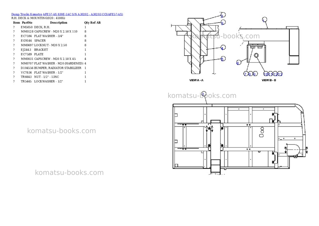Komatsu afe57-ax 830e-1ac s/n a30202 - a30203 cci Parts catalog cover Page 10