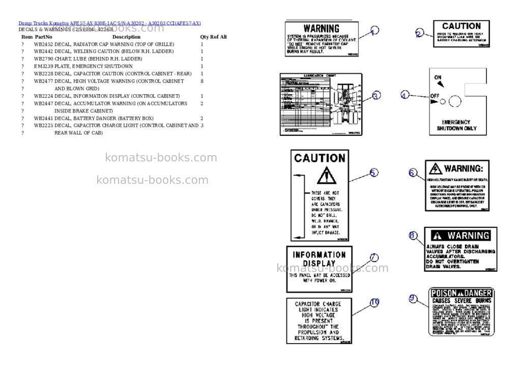 Komatsu afe57-ax 830e-1ac s/n a30202 - a30203 cci Parts catalog cover Page 2