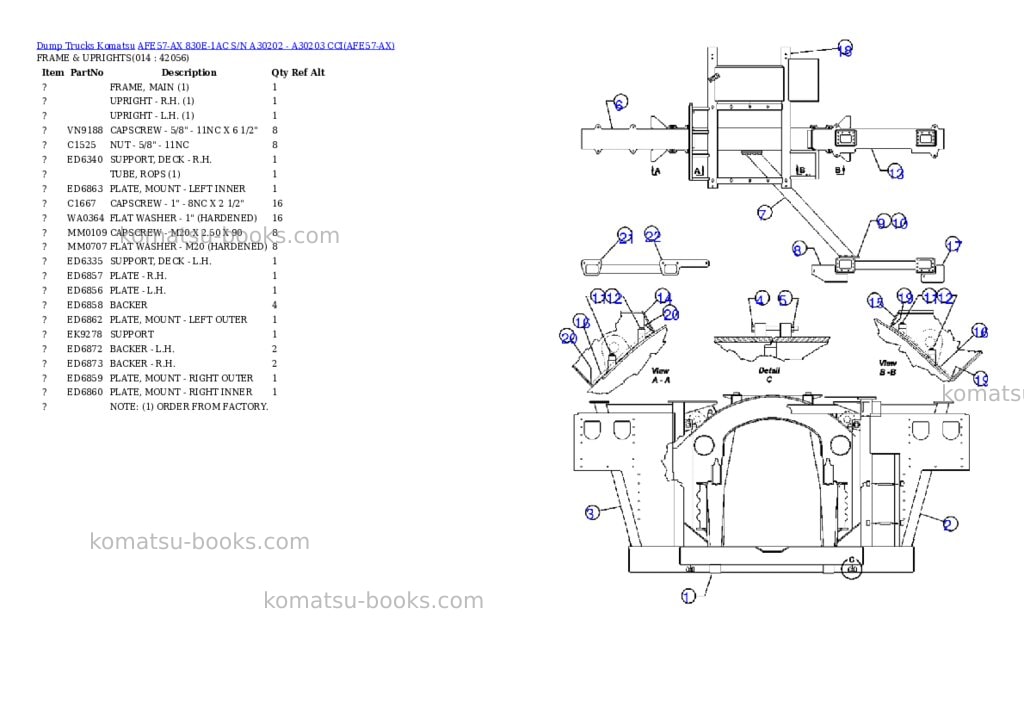Komatsu afe57-ax 830e-1ac s/n a30202 - a30203 cci Parts catalog cover Page 7