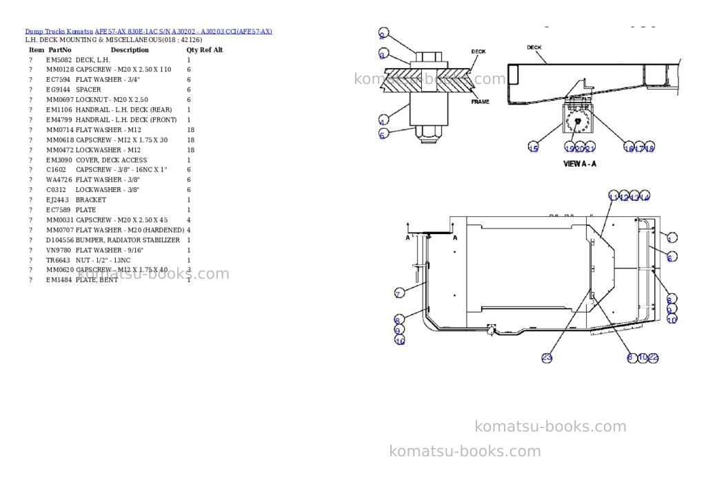 Komatsu afe57-ax 830e-1ac s/n a30202 - a30203 cci Parts catalog cover Page 9