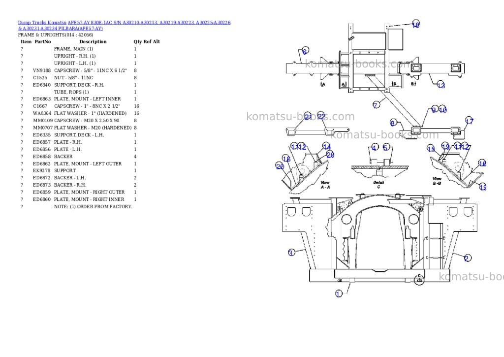 Komatsu afe57-ay 830e-1ac s/n a30210-a30213, a30219-a30223, a30225-a30226 & a30231-a30234 pilbara Parts catalog cover Page 7 Komatsu afe57-ay 830e-1ac s/n a30210-a30213, a30219-a30223, a30225-a30226 & a30231-a30234 pilbara Parts catalog cover Page 7