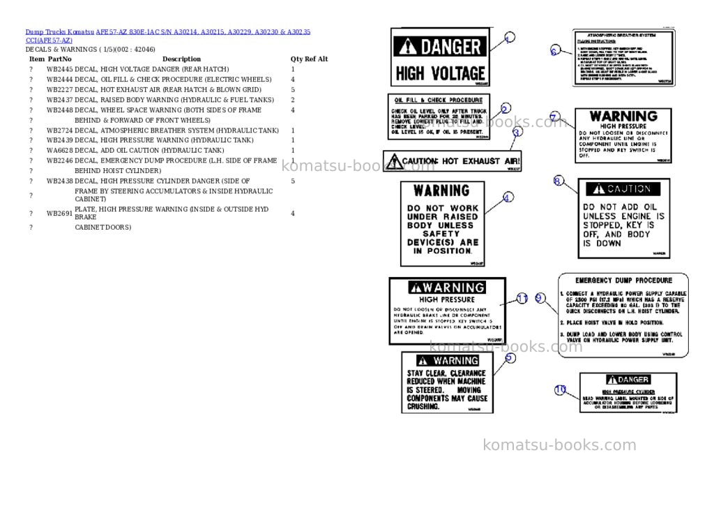 Komatsu afe57-az 830e-1ac s/n a30214, a30215, a30229, a30230 & a30235 cci Parts catalog cover Komatsu afe57-az 830e-1ac s/n a30214, a30215, a30229, a30230 & a30235 cci Parts catalog cover