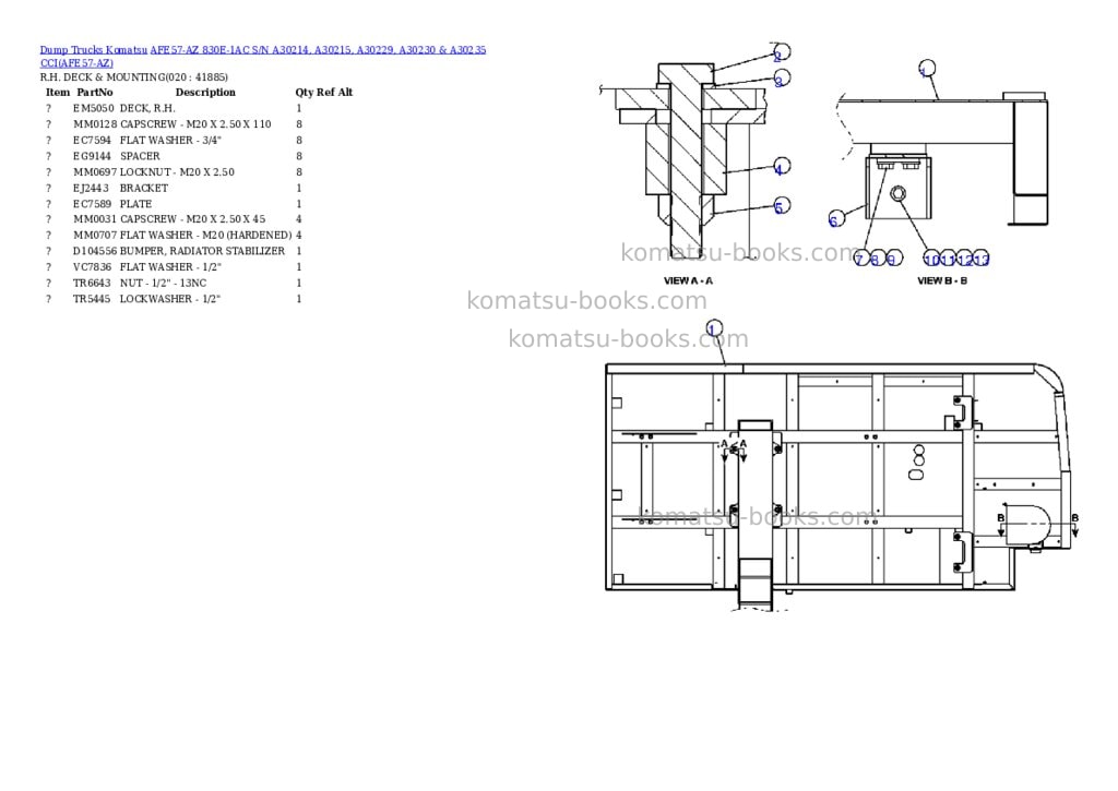 Komatsu afe57-az 830e-1ac s/n a30214, a30215, a30229, a30230 & a30235 cci Parts catalog cover Page 10 Komatsu afe57-az 830e-1ac s/n a30214, a30215, a30229, a30230 & a30235 cci Parts catalog cover Page 10