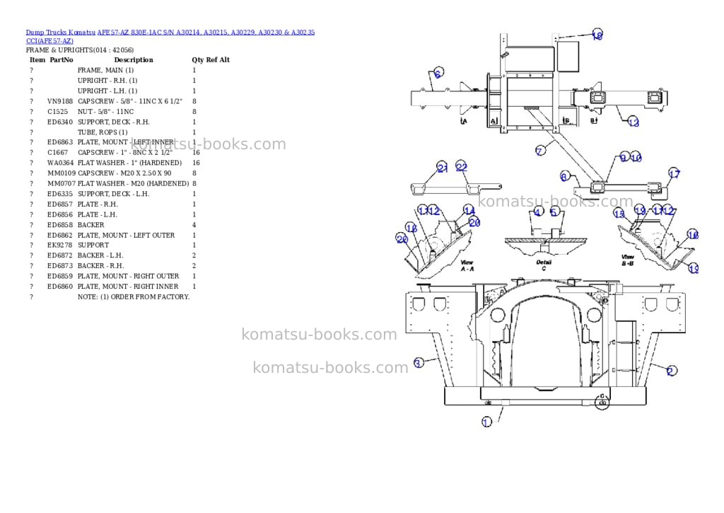 Komatsu afe57-az 830e-1ac s/n a30214, a30215, a30229, a30230 & a30235 cci Parts catalog cover Page 7 Komatsu afe57-az 830e-1ac s/n a30214, a30215, a30229, a30230 & a30235 cci Parts catalog cover Page 7