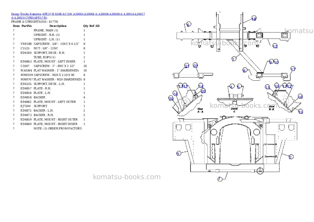 Komatsu afe57-b 830e-ac s/n a30003-a30004 & a30006-a30008 & a30014-a30017 & a30020 cvrd Parts catalog cover Page 5 Komatsu afe57-b 830e-ac s/n a30003-a30004 & a30006-a30008 & a30014-a30017 & a30020 cvrd Parts catalog cover Page 5