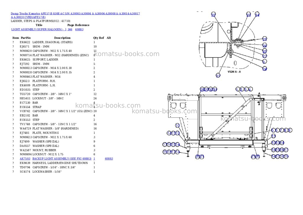 Komatsu afe57-b 830e-ac s/n a30003-a30004 & a30006-a30008 & a30014-a30017 & a30020 cvrd Parts catalog cover Page 6 Komatsu afe57-b 830e-ac s/n a30003-a30004 & a30006-a30008 & a30014-a30017 & a30020 cvrd Parts catalog cover Page 6