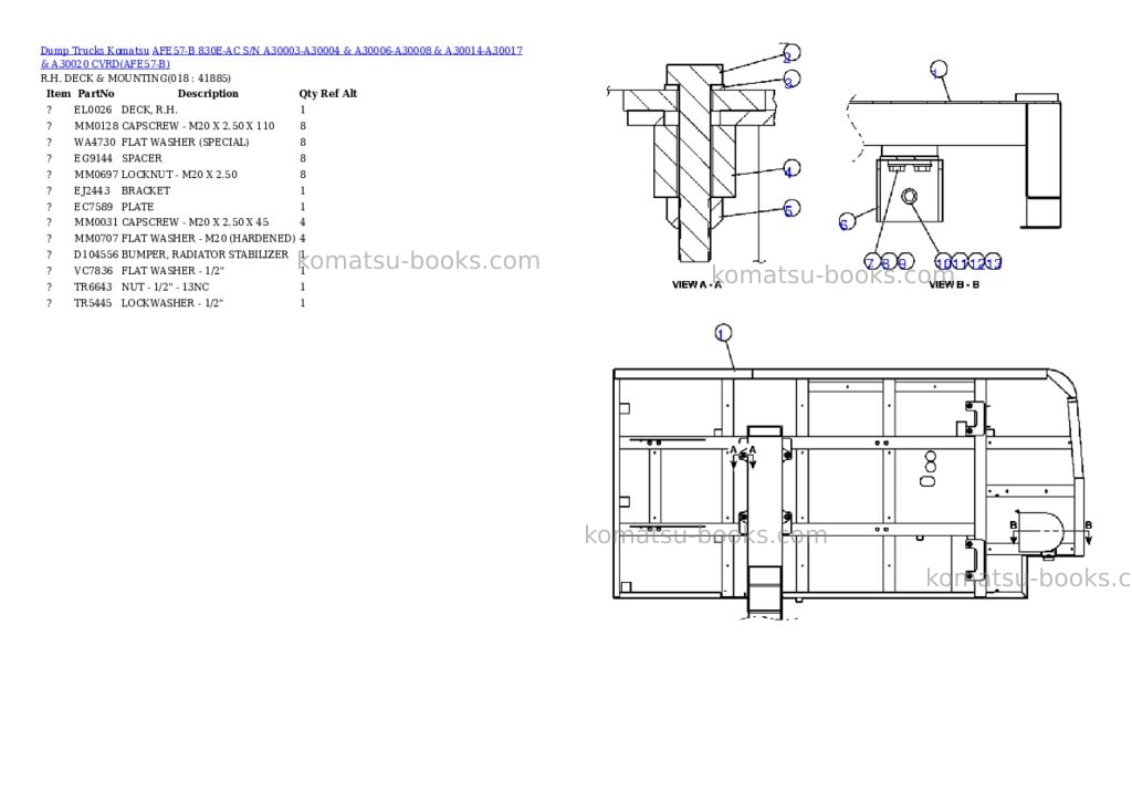 Komatsu afe57-b 830e-ac s/n a30003-a30004 & a30006-a30008 & a30014-a30017 & a30020 cvrd Parts catalog cover Page 9 Komatsu afe57-b 830e-ac s/n a30003-a30004 & a30006-a30008 & a30014-a30017 & a30020 cvrd Parts catalog cover Page 9