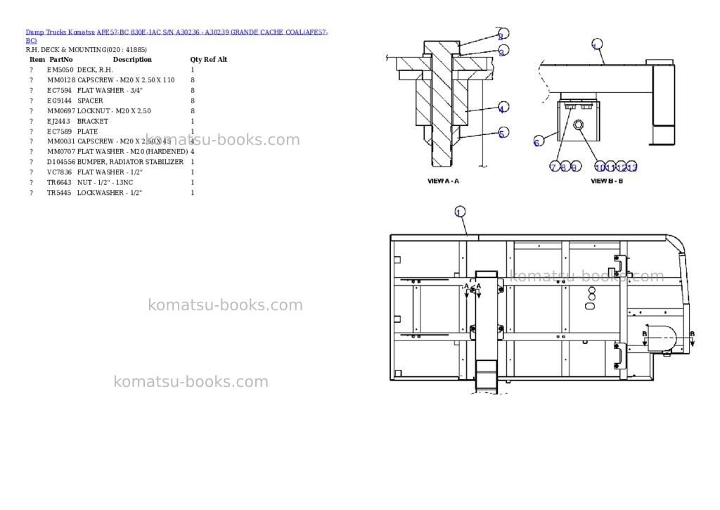 Komatsu afe57-bc 830e-1ac s/n a30236 - a30239 grande cache coal Parts catalog cover Page 10 Komatsu afe57-bc 830e-1ac s/n a30236 - a30239 grande cache coal Parts catalog cover Page 10