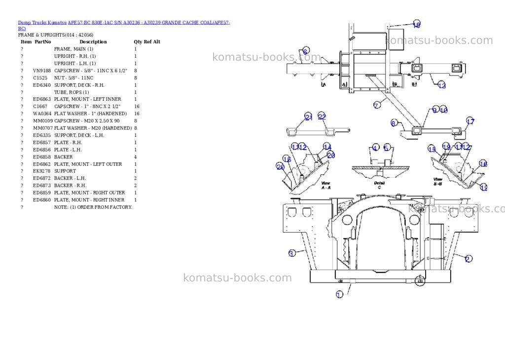 Komatsu afe57-bc 830e-1ac s/n a30236 - a30239 grande cache coal Parts catalog cover Page 7 Komatsu afe57-bc 830e-1ac s/n a30236 - a30239 grande cache coal Parts catalog cover Page 7