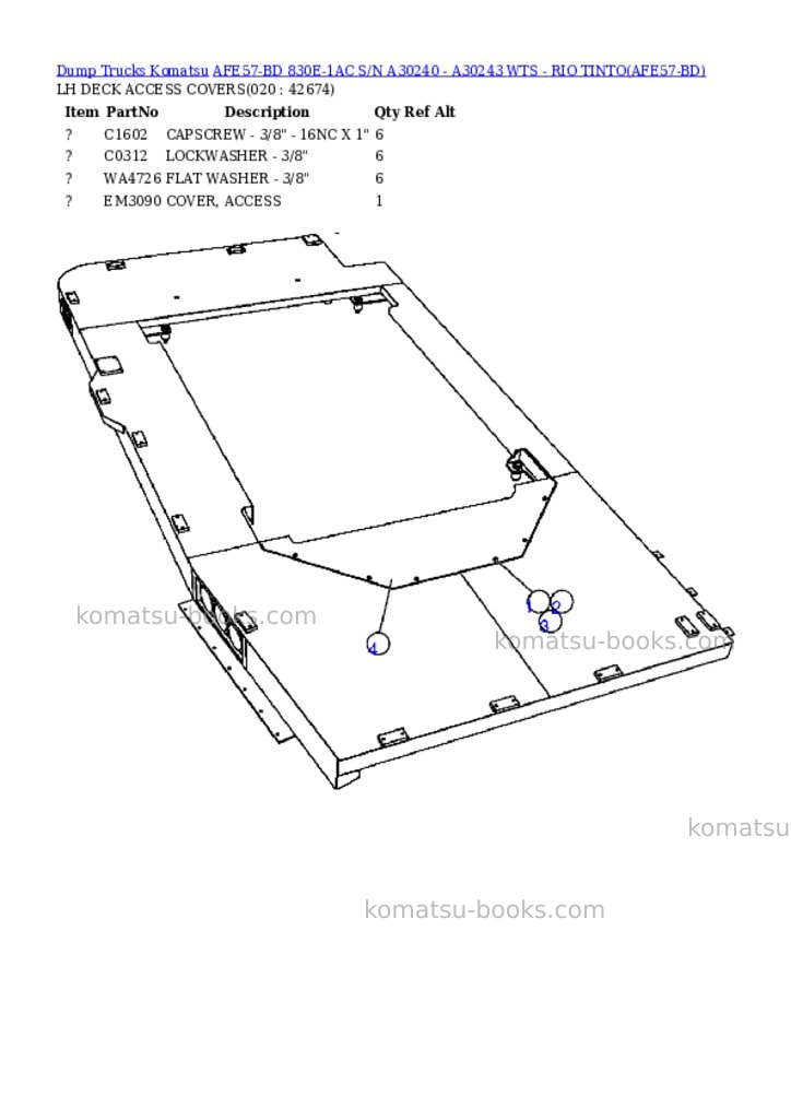Komatsu afe57-bd 830e-1ac s/n a30240 - a30243 wts - rio tinto Parts catalog cover Page 10 Komatsu afe57-bd 830e-1ac s/n a30240 - a30243 wts - rio tinto Parts catalog cover Page 10