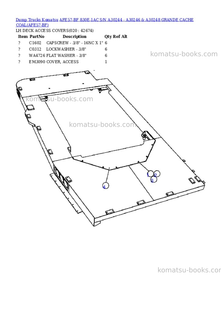 Komatsu afe57-bf 830e-1ac s/n a30244 - a30246 & a30248 grande cache coal Parts catalog cover Page 10