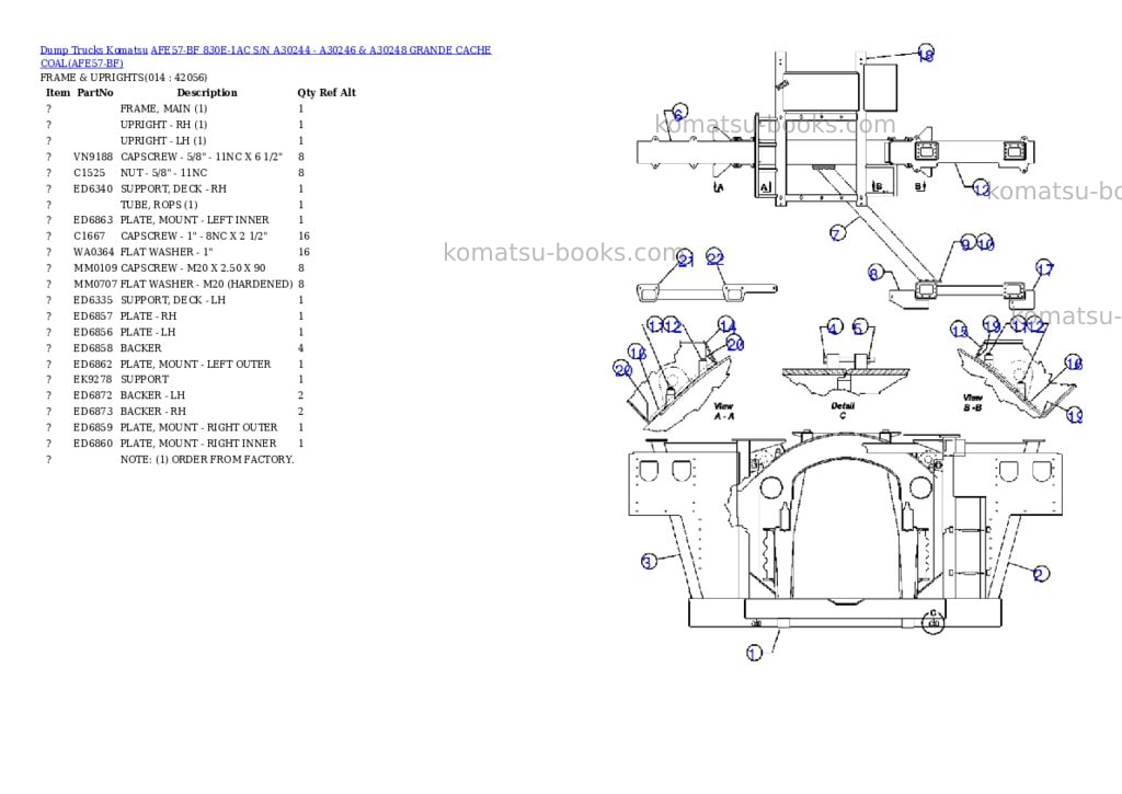 Komatsu afe57-bf 830e-1ac s/n a30244 - a30246 & a30248 grande cache coal Parts catalog cover Page 7