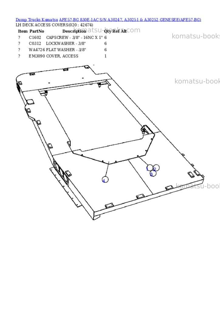 Komatsu afe57-bg 830e-1ac s/n a30247, a30251 & a30252 genesee Parts catalog cover Page 10