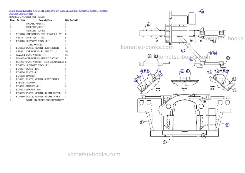 Komatsu afe57-bh 830e-1ac s/n a30254, a30256, a30260 & a30264 - a30265 colowyo Parts catalog cover Page 7 Komatsu afe57-bh 830e-1ac s/n a30254, a30256, a30260 & a30264 - a30265 colowyo Parts catalog cover Page 7