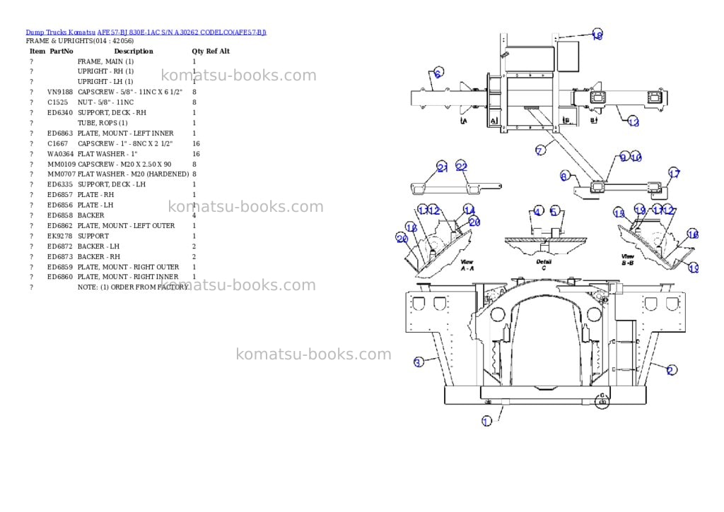 Komatsu afe57-bj 830e-1ac s/n a30262 codelco Parts catalog cover Page 7 Komatsu afe57-bj 830e-1ac s/n a30262 codelco Parts catalog cover Page 7
