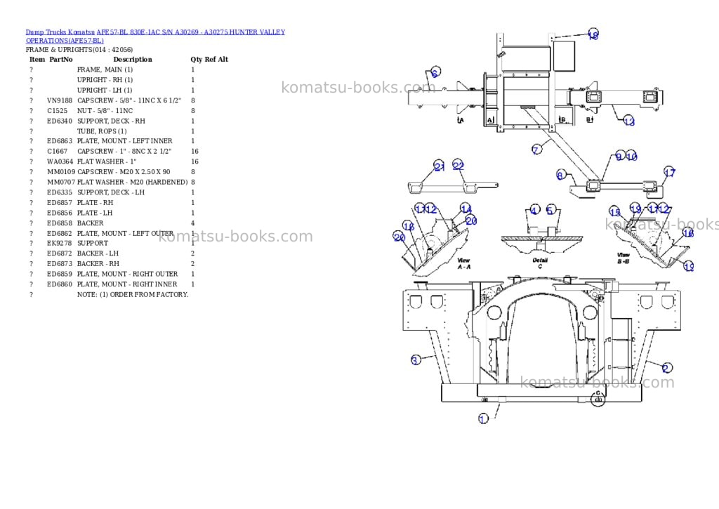 Komatsu afe57-bl 830e-1ac s/n a30269 - a30275 hunter valley operations Parts catalog cover Page 7 Komatsu afe57-bl 830e-1ac s/n a30269 - a30275 hunter valley operations Parts catalog cover Page 7