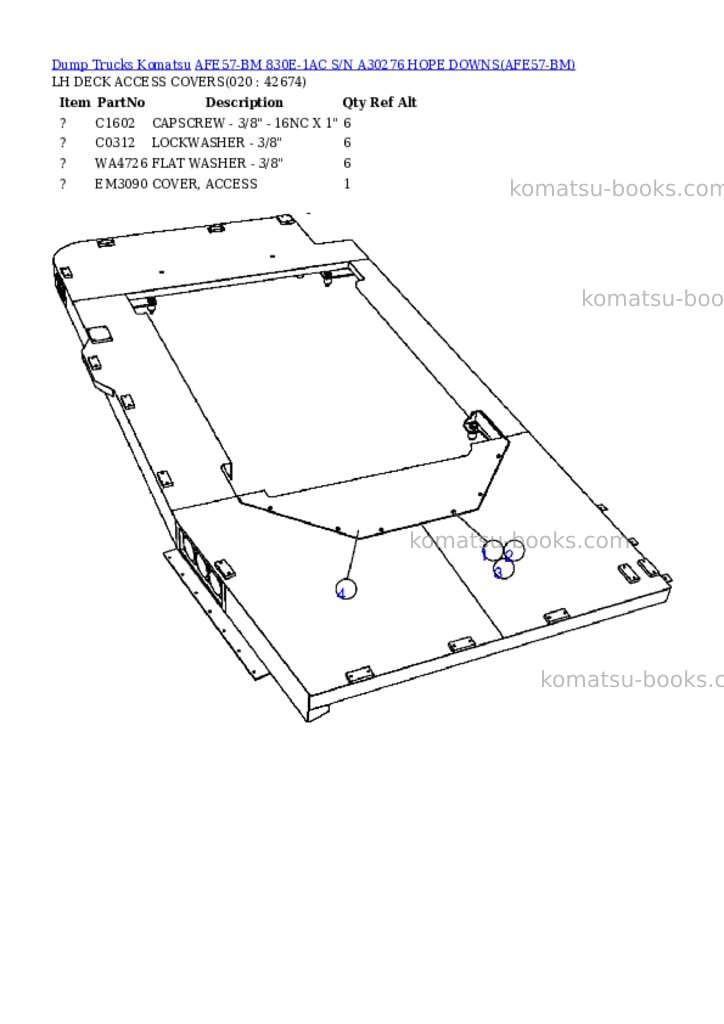 Komatsu afe57-bm 830e-1ac s/n a30276 hope downs Parts catalog cover Page 10 Komatsu afe57-bm 830e-1ac s/n a30276 hope downs Parts catalog cover Page 10