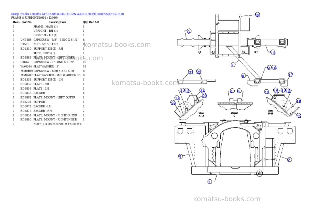 Komatsu afe57-bm 830e-1ac s/n a30276 hope downs Parts catalog cover Page 7 Komatsu afe57-bm 830e-1ac s/n a30276 hope downs Parts catalog cover Page 7