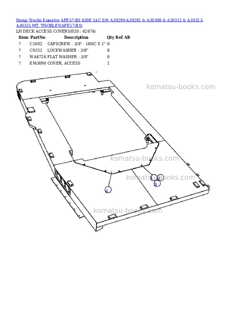 Komatsu afe57-bs 830e-1ac s/n a30290-a30292 & a30308 & a30312 & a30323-a30325 mt. thorley Parts catalog cover Page 10 Komatsu afe57-bs 830e-1ac s/n a30290-a30292 & a30308 & a30312 & a30323-a30325 mt. thorley Parts catalog cover Page 10