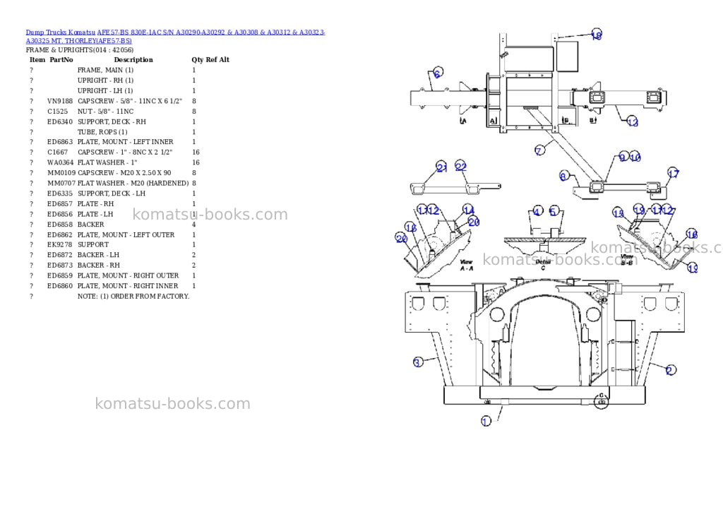 Komatsu afe57-bs 830e-1ac s/n a30290-a30292 & a30308 & a30312 & a30323-a30325 mt. thorley Parts catalog cover Page 7 Komatsu afe57-bs 830e-1ac s/n a30290-a30292 & a30308 & a30312 & a30323-a30325 mt. thorley Parts catalog cover Page 7