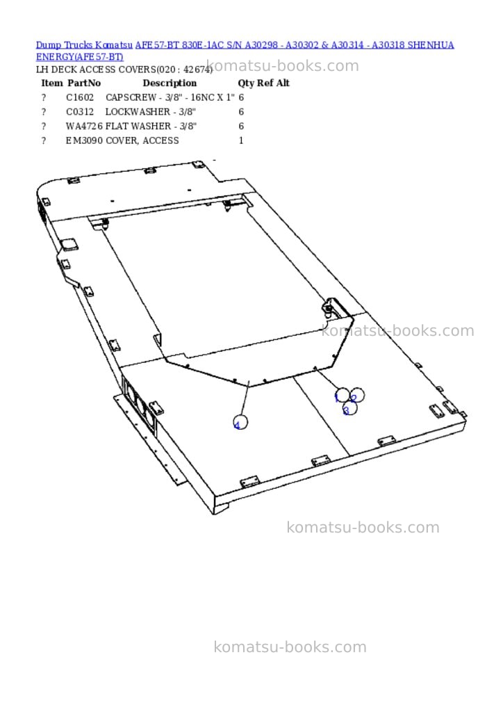 Komatsu afe57-bt 830e-1ac s/n a30298 - a30302 & a30314 - a30318 shenhua energy Parts catalog cover Page 10