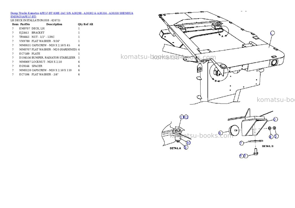 Komatsu afe57-bt 830e-1ac s/n a30298 - a30302 & a30314 - a30318 shenhua energy Parts catalog cover Page 9
