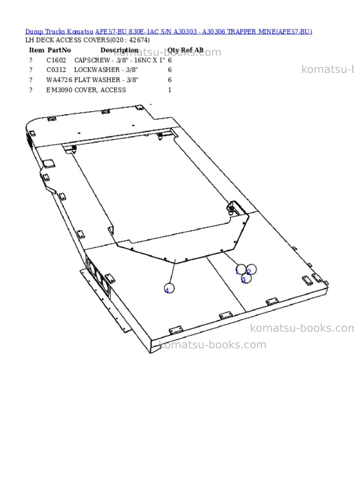 Komatsu afe57-bu 830e-1ac s/n a30303 - a30306 trapper mine Parts catalog cover Page 10