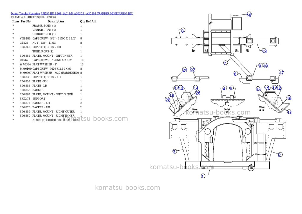 Komatsu afe57-bu 830e-1ac s/n a30303 - a30306 trapper mine Parts catalog cover Page 7