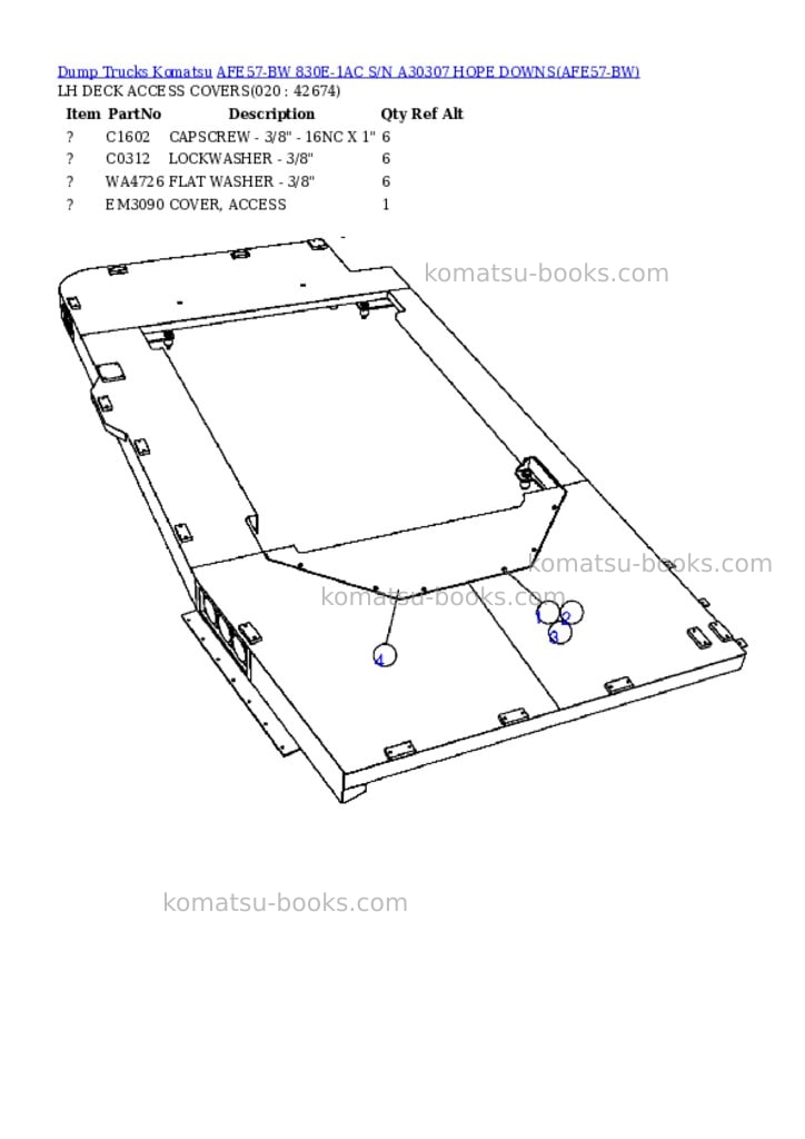 Komatsu afe57-bw 830e-1ac s/n a30307 hope downs Parts catalog cover Page 10 Komatsu afe57-bw 830e-1ac s/n a30307 hope downs Parts catalog cover Page 10