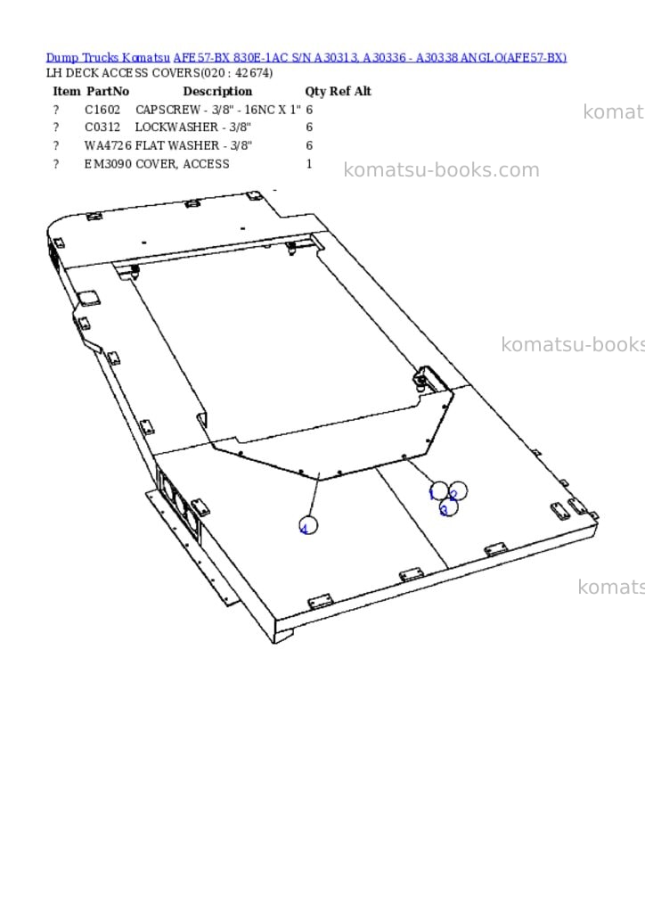 Komatsu afe57-bx 830e-1ac s/n a30313, a30336 - a30338 anglo Parts catalog cover Page 10 Komatsu afe57-bx 830e-1ac s/n a30313, a30336 - a30338 anglo Parts catalog cover Page 10