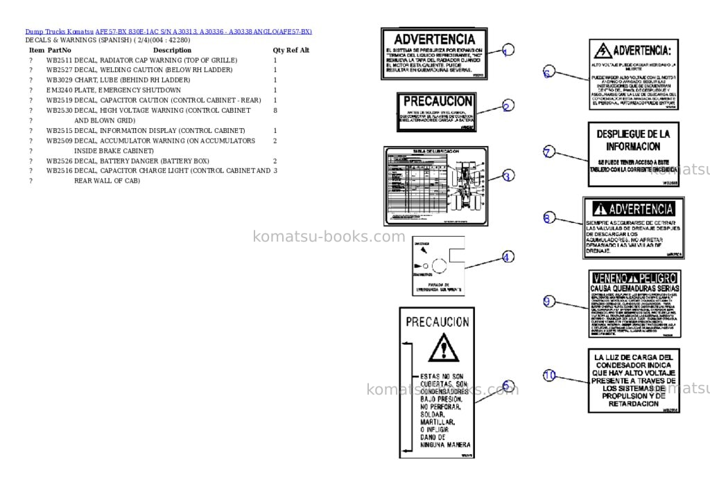Komatsu afe57-bx 830e-1ac s/n a30313, a30336 - a30338 anglo Parts catalog cover Page 2 Komatsu afe57-bx 830e-1ac s/n a30313, a30336 - a30338 anglo Parts catalog cover Page 2