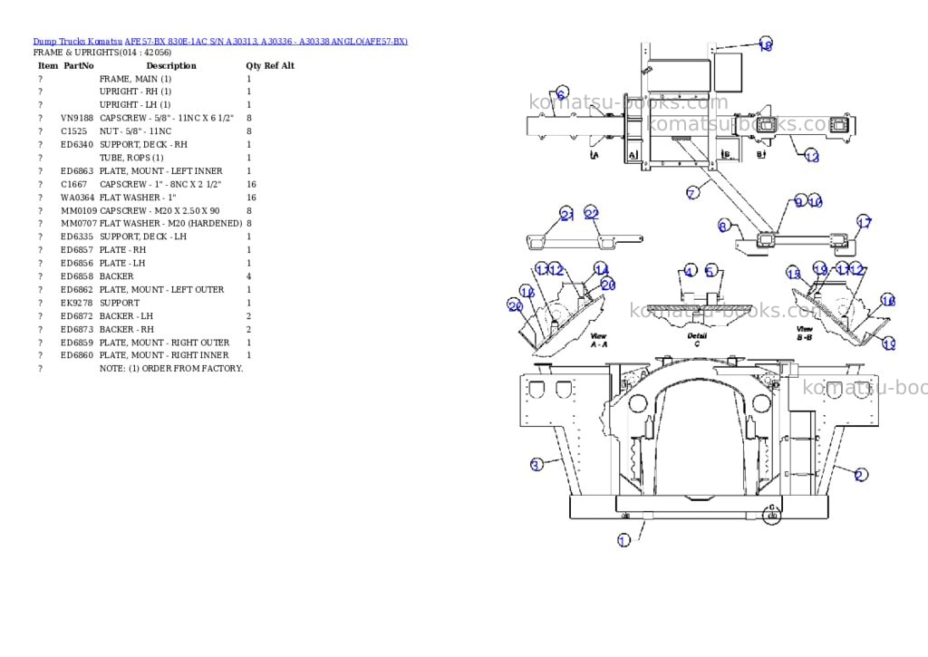 Komatsu afe57-bx 830e-1ac s/n a30313, a30336 - a30338 anglo Parts catalog cover Page 7 Komatsu afe57-bx 830e-1ac s/n a30313, a30336 - a30338 anglo Parts catalog cover Page 7