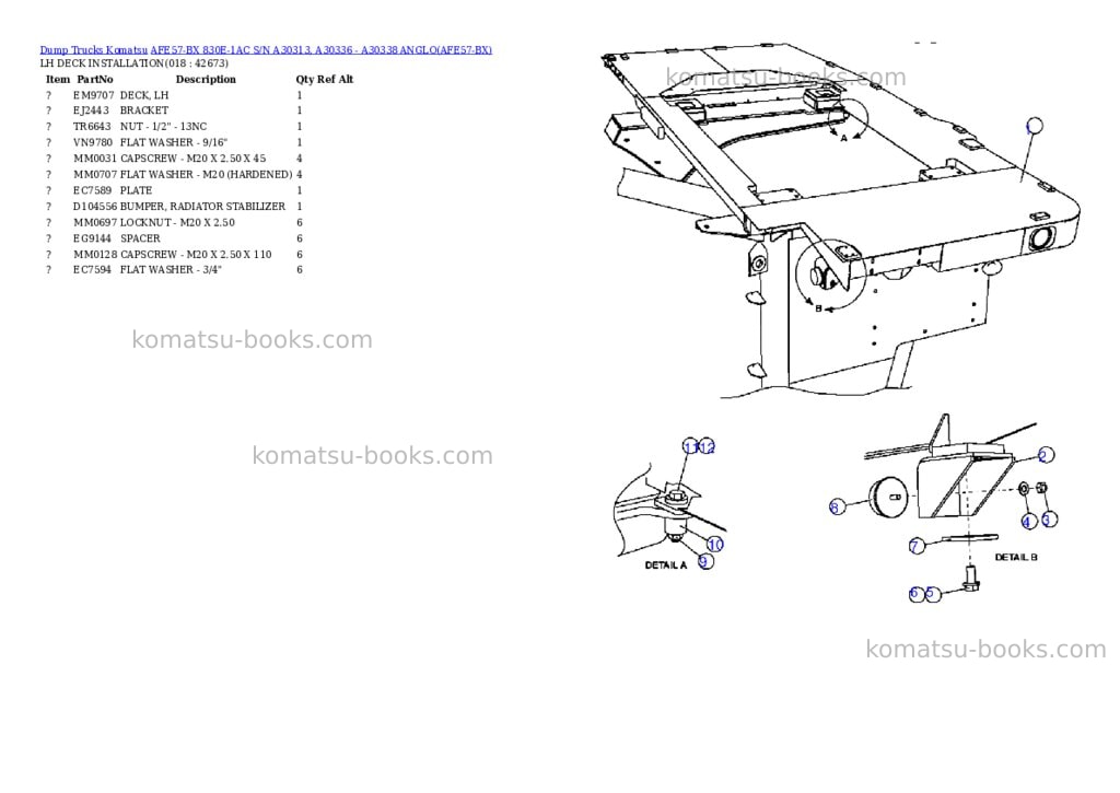 Komatsu afe57-bx 830e-1ac s/n a30313, a30336 - a30338 anglo Parts catalog cover Page 9 Komatsu afe57-bx 830e-1ac s/n a30313, a30336 - a30338 anglo Parts catalog cover Page 9