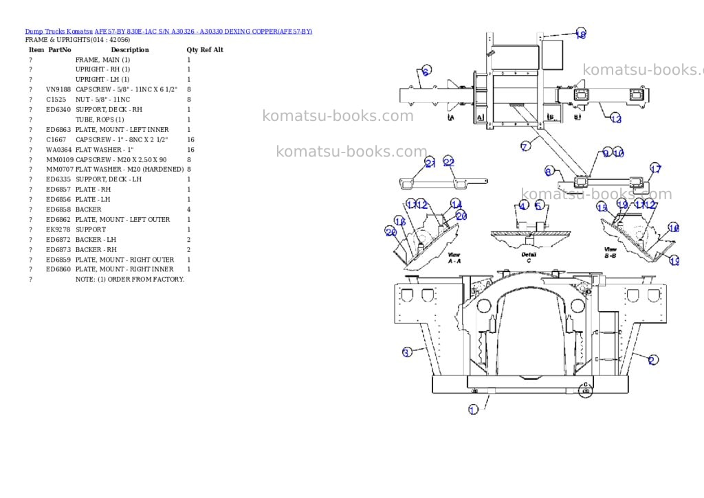 Komatsu afe57-by 830e-1ac s/n a30326 - a30330 dexing copper Parts catalog cover Page 7