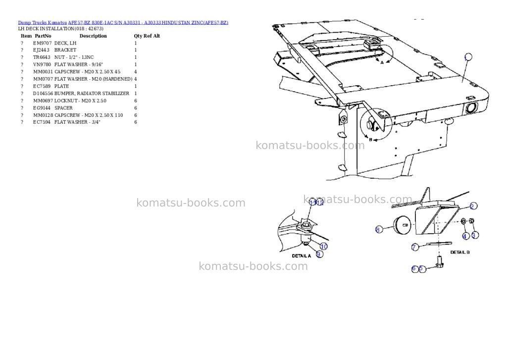 Komatsu afe57-bz 830e-1ac s/n a30331 - a30333 hindustan zinc Parts catalog cover Page 9 Komatsu afe57-bz 830e-1ac s/n a30331 - a30333 hindustan zinc Parts catalog cover Page 9