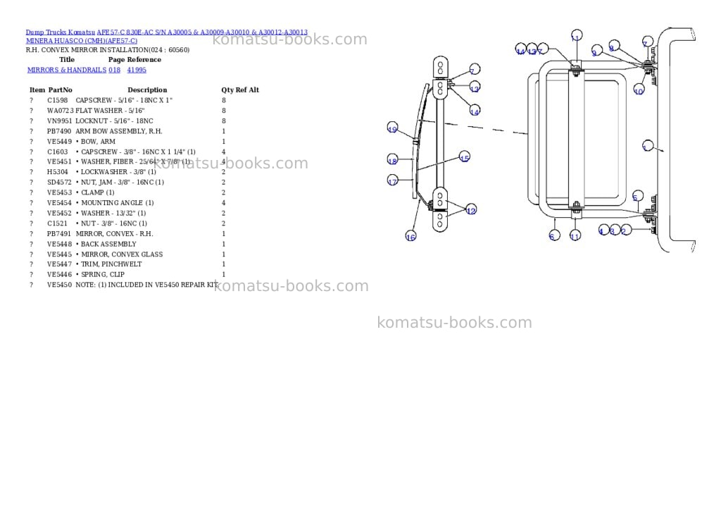 Komatsu afe57-c 830e-ac s/n a30005 & a30009-a30010 & a30012-a30013 minera huasco cmh Parts catalog cover Page 10