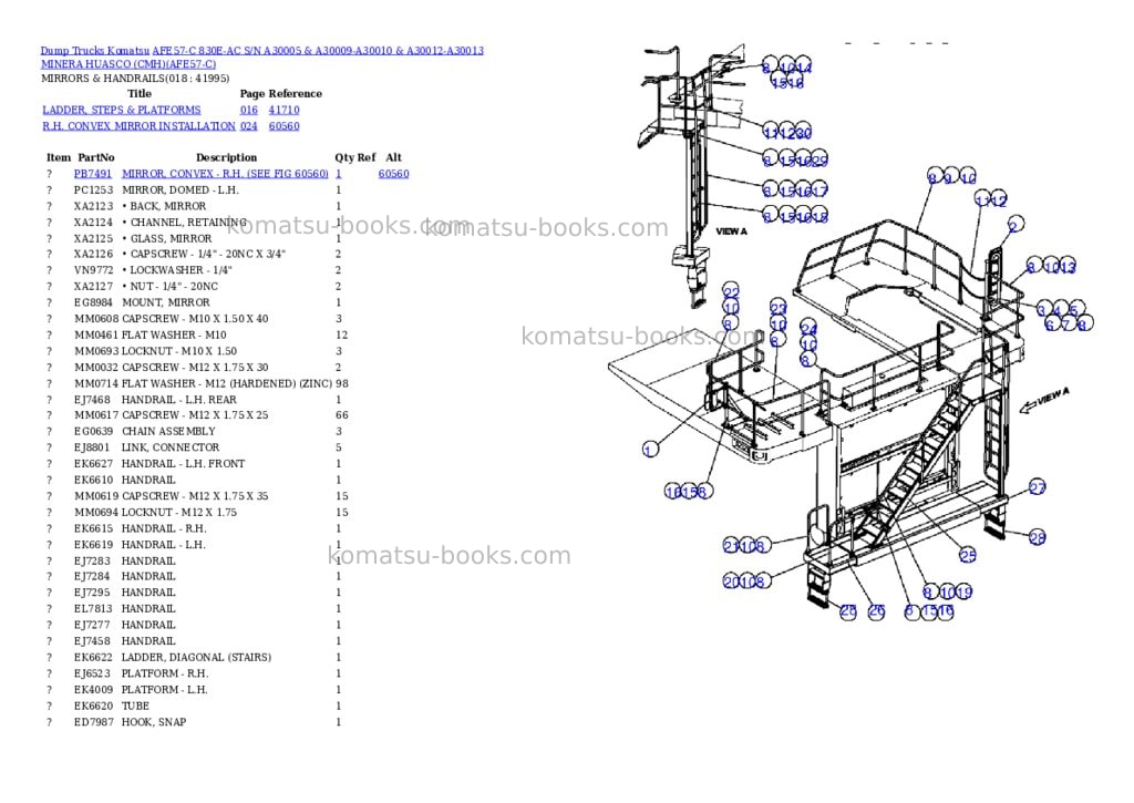 Komatsu afe57-c 830e-ac s/n a30005 & a30009-a30010 & a30012-a30013 minera huasco cmh Parts catalog cover Page 7