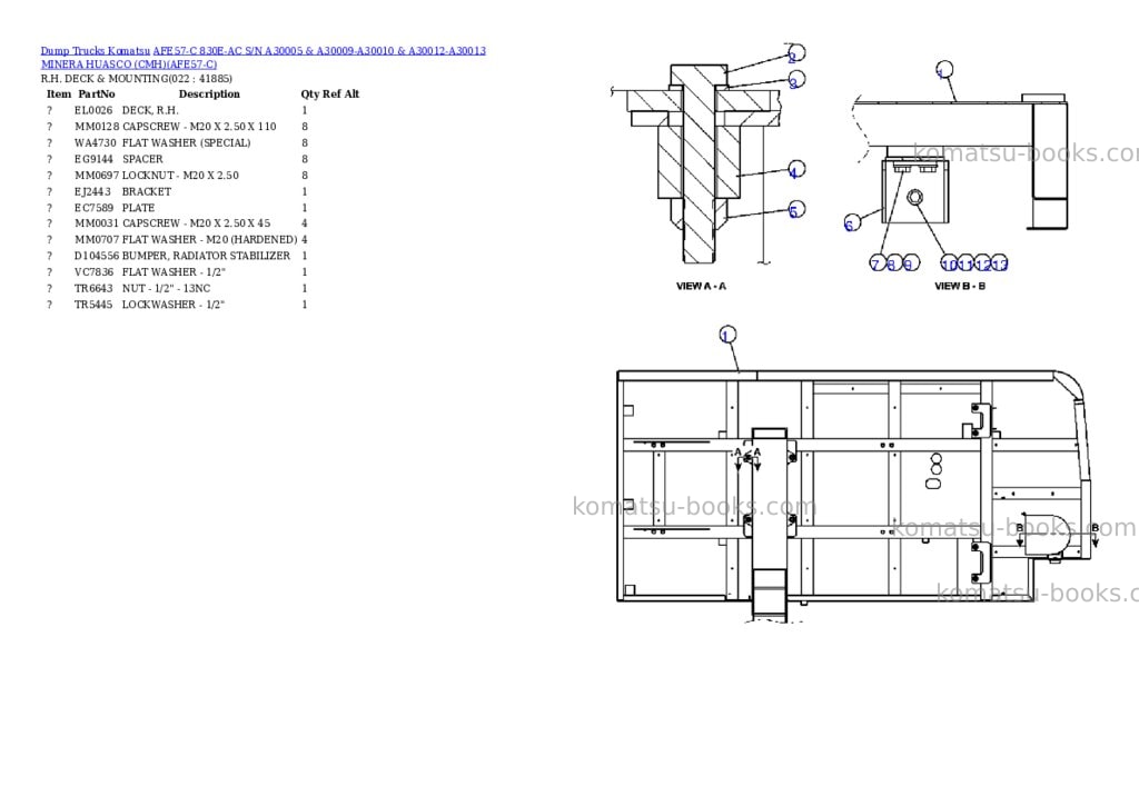 Komatsu afe57-c 830e-ac s/n a30005 & a30009-a30010 & a30012-a30013 minera huasco cmh Parts catalog cover Page 9