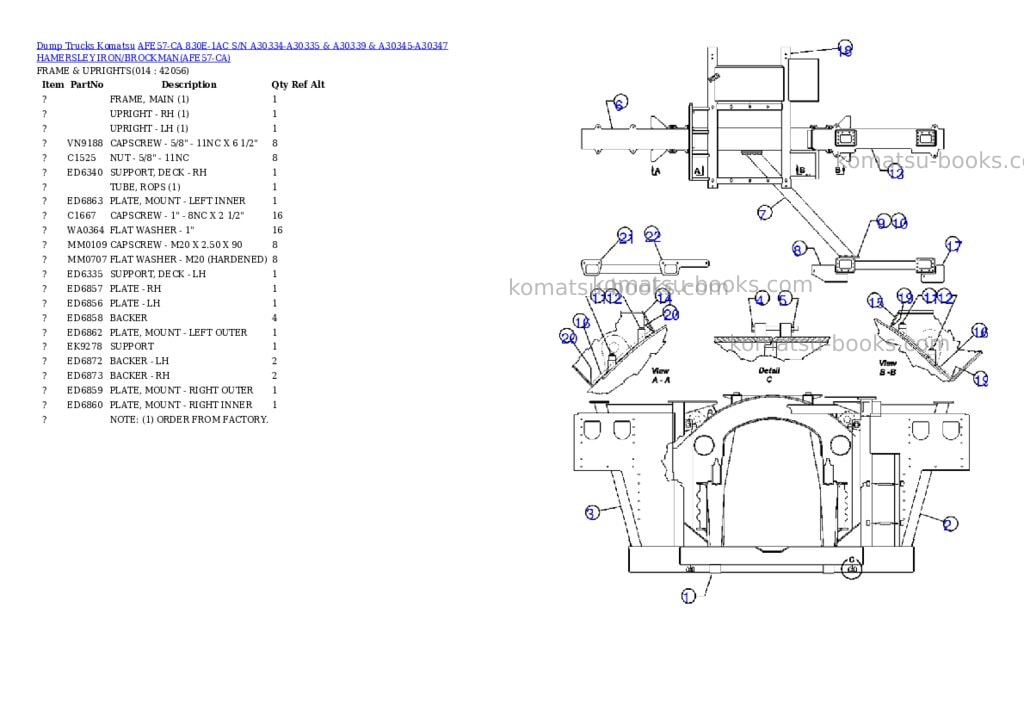 Komatsu afe57-ca 830e-1ac s/n a30334-a30335 & a30339 & a30345-a30347 hamersley iron/brockman Parts catalog cover Page 7 Komatsu afe57-ca 830e-1ac s/n a30334-a30335 & a30339 & a30345-a30347 hamersley iron/brockman Parts catalog cover Page 7