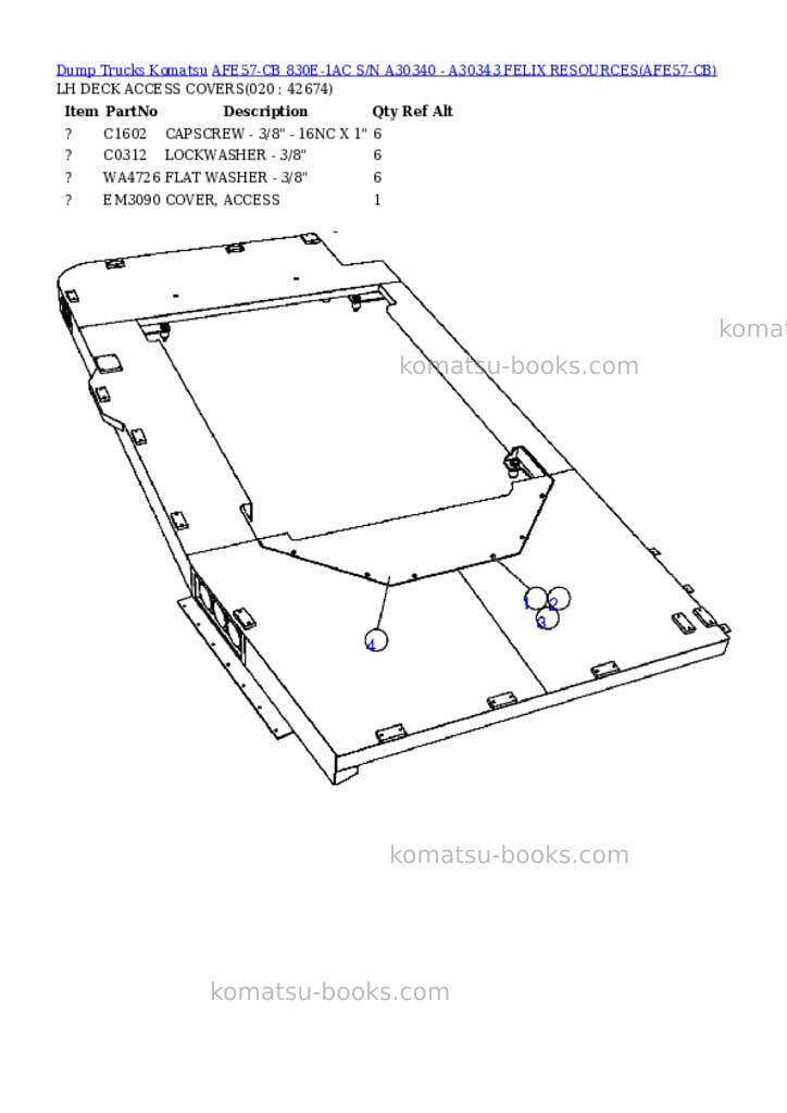 Komatsu afe57-cb 830e-1ac s/n a30340 - a30343 felix resources Parts catalog cover Page 10
