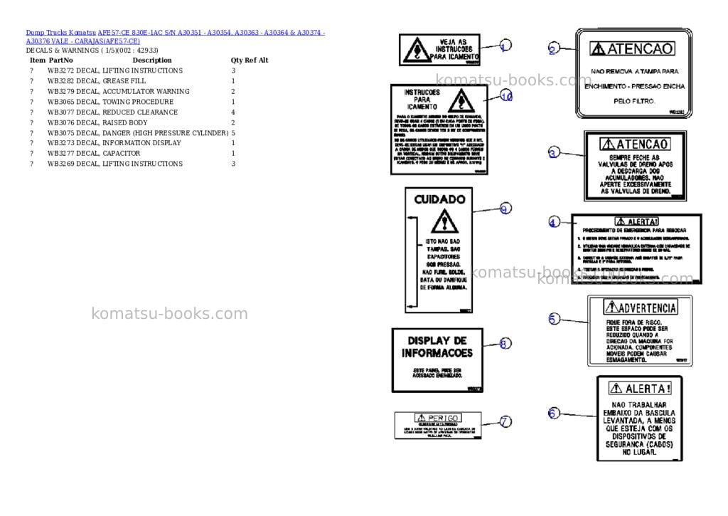 Komatsu afe57-ce 830e-1ac s/n a30351 - a30354, a30363 - a30364 & a30374 - a30376 vale - carajas Parts catalog cover Komatsu afe57-ce 830e-1ac s/n a30351 - a30354, a30363 - a30364 & a30374 - a30376 vale - carajas Parts catalog cover