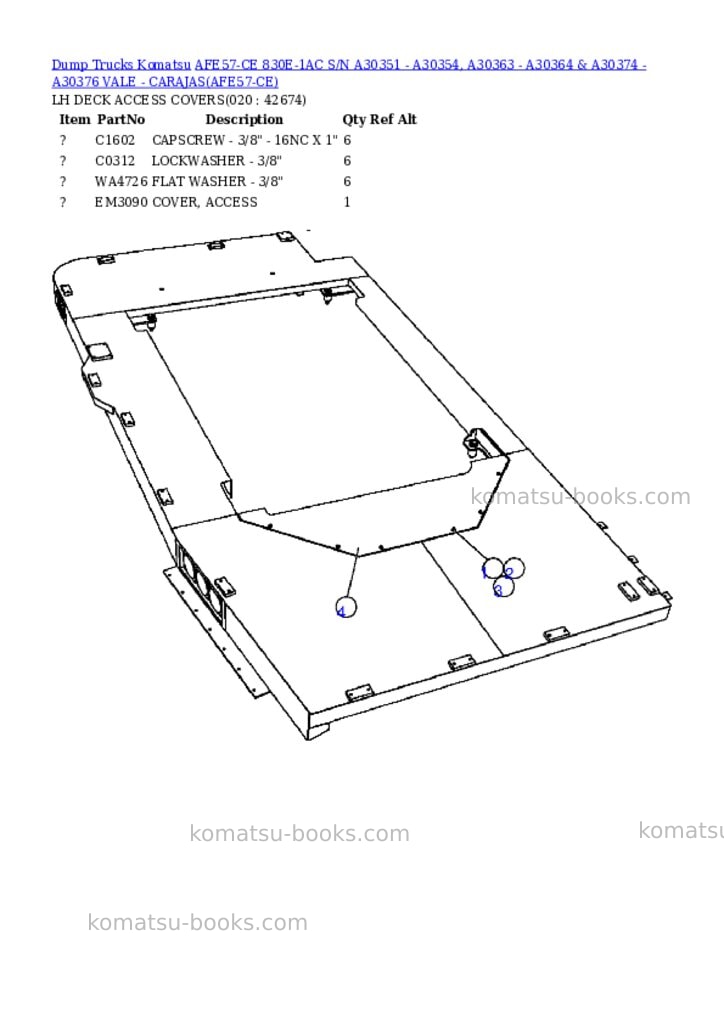 Komatsu afe57-ce 830e-1ac s/n a30351 - a30354, a30363 - a30364 & a30374 - a30376 vale - carajas Parts catalog cover Page 10 Komatsu afe57-ce 830e-1ac s/n a30351 - a30354, a30363 - a30364 & a30374 - a30376 vale - carajas Parts catalog cover Page 10