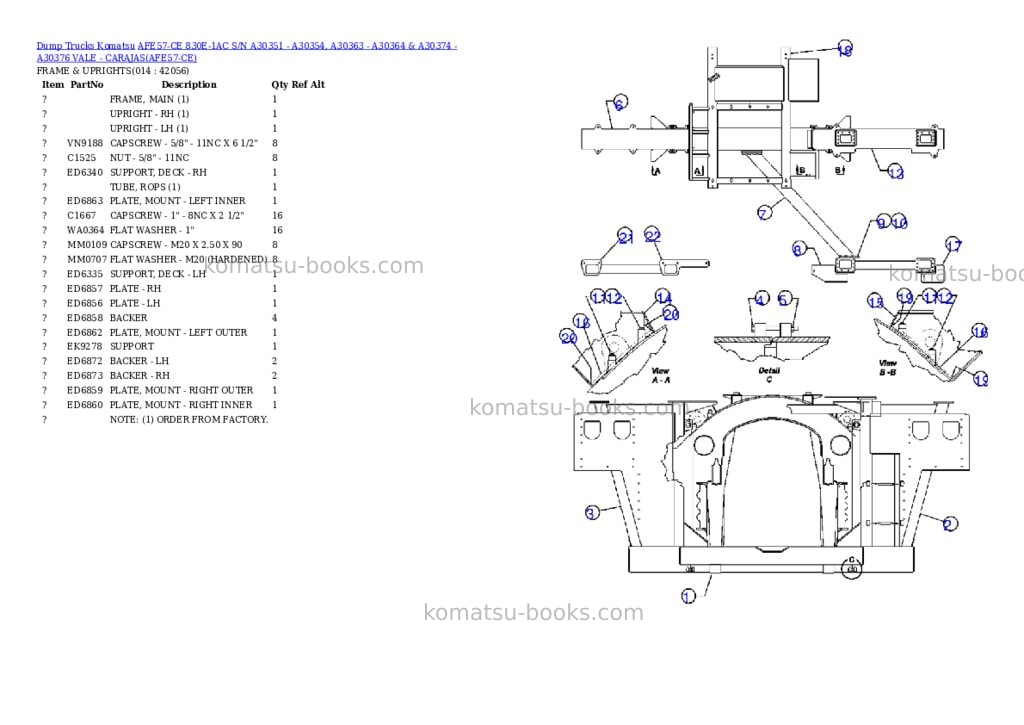 Komatsu afe57-ce 830e-1ac s/n a30351 - a30354, a30363 - a30364 & a30374 - a30376 vale - carajas Parts catalog cover Page 7 Komatsu afe57-ce 830e-1ac s/n a30351 - a30354, a30363 - a30364 & a30374 - a30376 vale - carajas Parts catalog cover Page 7