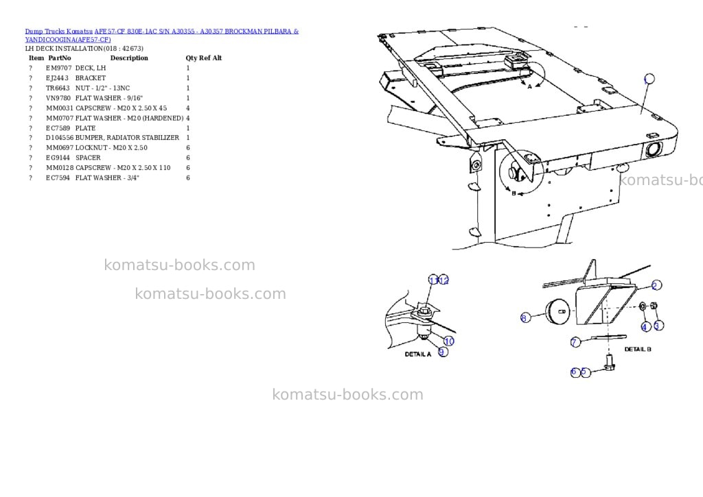 Komatsu afe57-cf 830e-1ac s/n a30355 - a30357 brockman pilbara & yandicoogina Parts catalog cover Page 9 Komatsu afe57-cf 830e-1ac s/n a30355 - a30357 brockman pilbara & yandicoogina Parts catalog cover Page 9